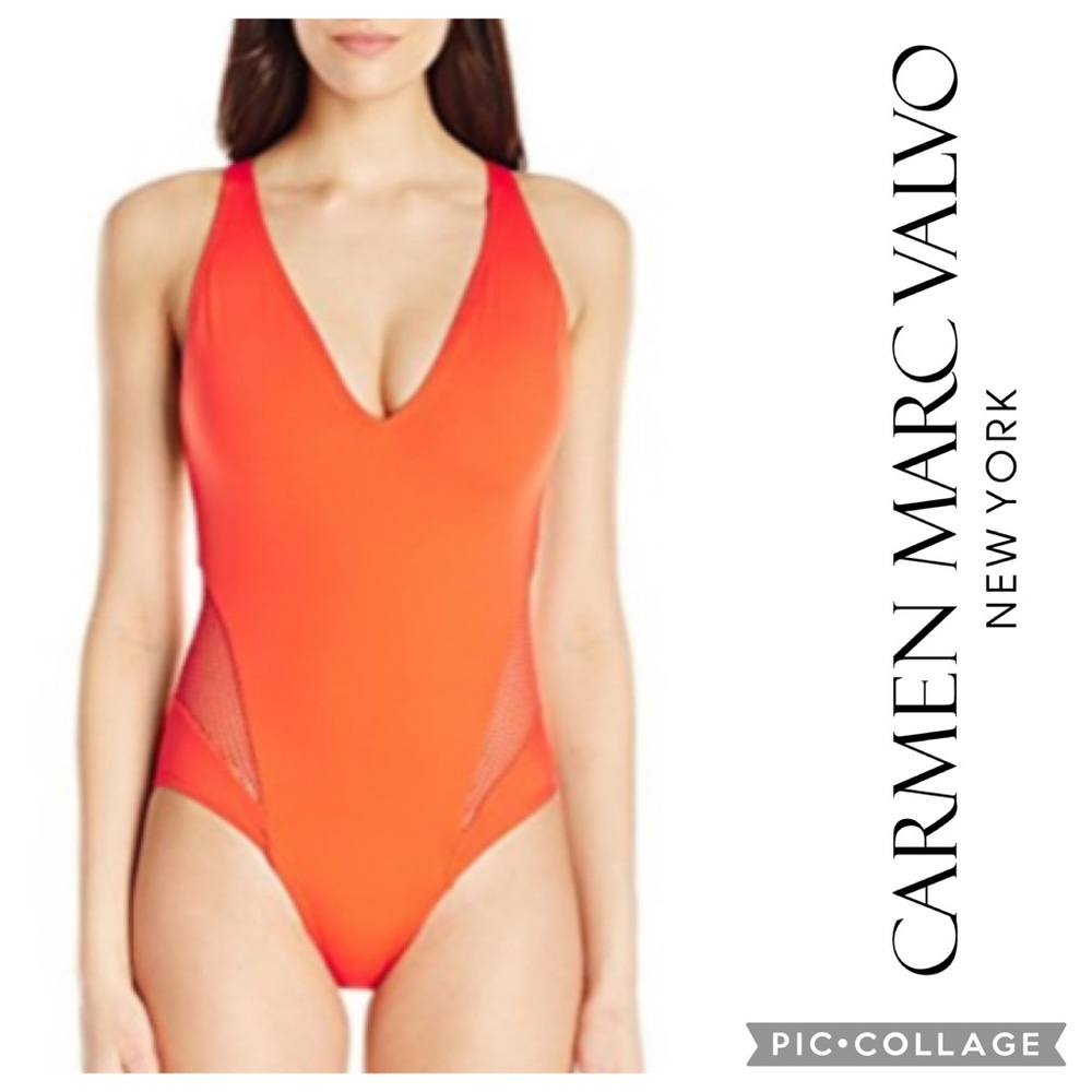 Carmen Marc Valvo Red Orange Swimsuit